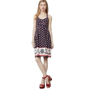 Postmark Anthropologie Winward Nautical Sailboat Halter Dress